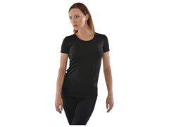 T-shirt Femme à Manches Courtes Col Rond Noir en Coton - Taille L