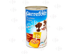 Pâtéee pour Chiens Bouchées au Poulet, au Carottes et aux Pâtes Carrefour 1,25kg.