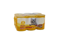 Pâtée pour Chat Adulte en Terrine de Saumon au Bœuf et Poulet Carrefour Companino 6X400g