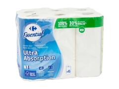 Rouleaux Essuie-Tout Ultra Absorp Carrefour Essential 6 unités
