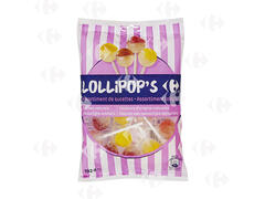 Sucettes Fruits et Cola Lollipop'S Carrefour 192g