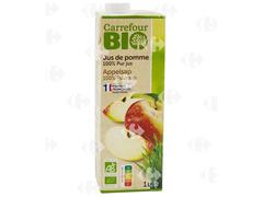 Jus de Pomme Bio 100% Pur Jus Carrefour Bio 1L.