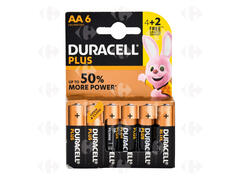 Pack de piles AA Plus Power Duracell 6 unités.