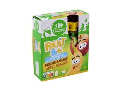 Compotes en Gourde Pomme Banane Sans Sucres Carrefour Classic 4x90g