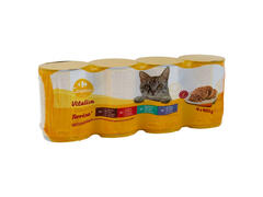 Assortiment de 4 Pâtées pour Chats Adultes Carrefour 4x400g