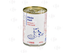 Pâté au Bœuf pour Chats Carrefour Blanc 400g.