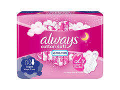 Serviettes Hygiéniques Cotton Soft Ultra Thin Night Always 7 unités