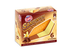 Pack Glace Sandwich Vanille Chocolat Casty 6 unités 115ml