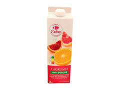 Pur jus de fruits 3 agrumes en brique Carrefour Extra 1L.