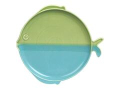 Assiette Kasa en Porcelaine Forme Poisson Vert Bleu 28cm