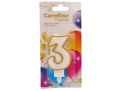 Bougie d'Anniversaire Chiffre 3 Carrefour Home 1 unité.