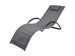 Bain de Soleil Transat Gris Clair en Acier 168x63x68cm