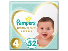 Couches Bébé Premium Care Taille 4 (9-18kg) Pampers 52 unités