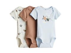 Lot 3 Bodies Manche Courte Bébé Poudrés