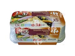 Barquette Aluminium Carrefour 5 unités de 1,5L