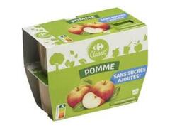 Compote Pomme sans Sucres Ajoutés Carrefour Classic 4x100g