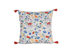 Coussin Blanc avec Fleurs 50x50cm