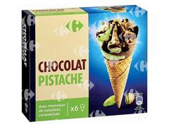 Cornet de Glace Chocolat & Pistache Carrefour 120ml 6 unités