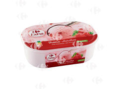 Crème Glacée Fraise en Bac Carrefour 1L.