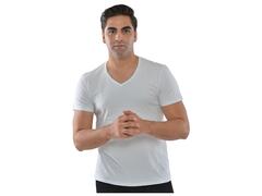 T-shirt Homme à Manches Courtes Col V Blanc - Taille M