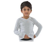 Pull Garçon à Manches Longues Col V Blanc - 6 Ans