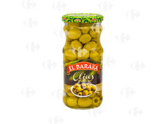 Bocal d'Olives Vertes Dénoyautées El Baraka 37cl.