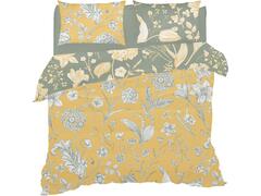 Set de Draps Coton Orange Fleur Gris Kasa 220x270cm
