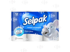 Papier Hygiénique 3 Plis Super Soft Selpak 12 rouleaux.