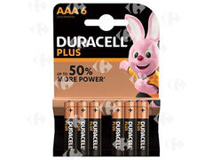 Pack de Piles AAA Plus Power Duracell 6 unités.