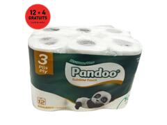 Papier Hygiénique 3 Plis Pandoo 12 Unités + 4 Gratuit.