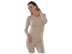 Pull Femme à Manches Longues Col Rond avec Dentelle Beige - Taille M