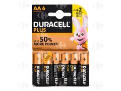 Pack de piles AA Plus Power Duracell 6 unités.