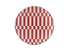 Assiette Plate Porcelaine Ronde Rayee Rouge Graph Kasa 15.6cm