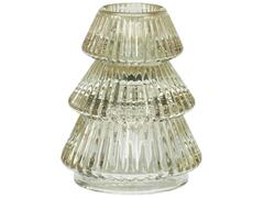 Bougeoir en Verre Décoré en Forme de Sapin 6x8cm