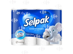 Papier Hygiénique 3 Plis Super Soft Selpak 24 rouleaux.