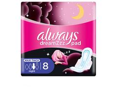 Serviettes Hygiéniques Dreamzz Cotton Soft Maxi Thick Night Always 8 unités