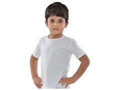 T-shirt Garçon à Manches Courtes Col Rond Blanc - 6 Ans