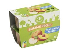 Compotes Pomme Pêche Sans Sucres Ajoutés Carrefour Classic 4x100g