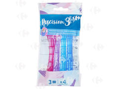 Rasoirs 3 Lames Jet Précision Carrefour 4 unités.