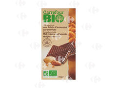 Tablette Chocolat Noir aux Éclats d'Amandes Caramélisés Carrefour Bio 100g