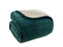 Couette en Flanelle Unie Mouton Vert 240x220cm.