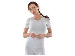 T-shirt Femme à Manches Courtes Col Rond avec Dentelle Blanc - Taille L