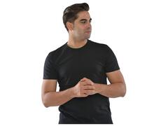 T-shirt Homme à Manches Courtes Col Rond Noir - Taille S