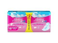 Serviettes Hygiéniques Feather Soft 2 en 1 Maxi Thick Long Always 18 unités.