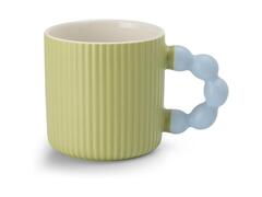 Mug Porcelaine Vert avec Manche Boule Bleue Kasa 38 cl