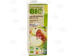 Jus de Pomme Bio 100% Pur Jus Carrefour Bio 1L.