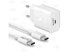 Chargeur Secteur Type-C avec Câble Blanc Samsung 15W