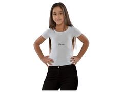T-shirt Fille à Manches Courtes Col Rond Blanc - 8 Ans