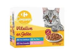 Pâtée pour Chats Gelée Poissons Carrefour Companino 12x100g