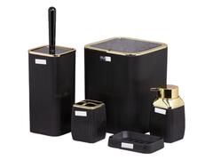 Set de Salle de Bain Rayé Dorée Anthracite Okayanus 5 pièces.